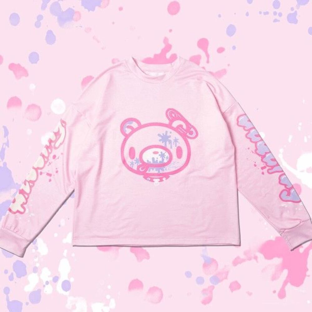 Gloomy Bear Long Sleeves T-Shirt Pink Pastel L, ONE SIZE